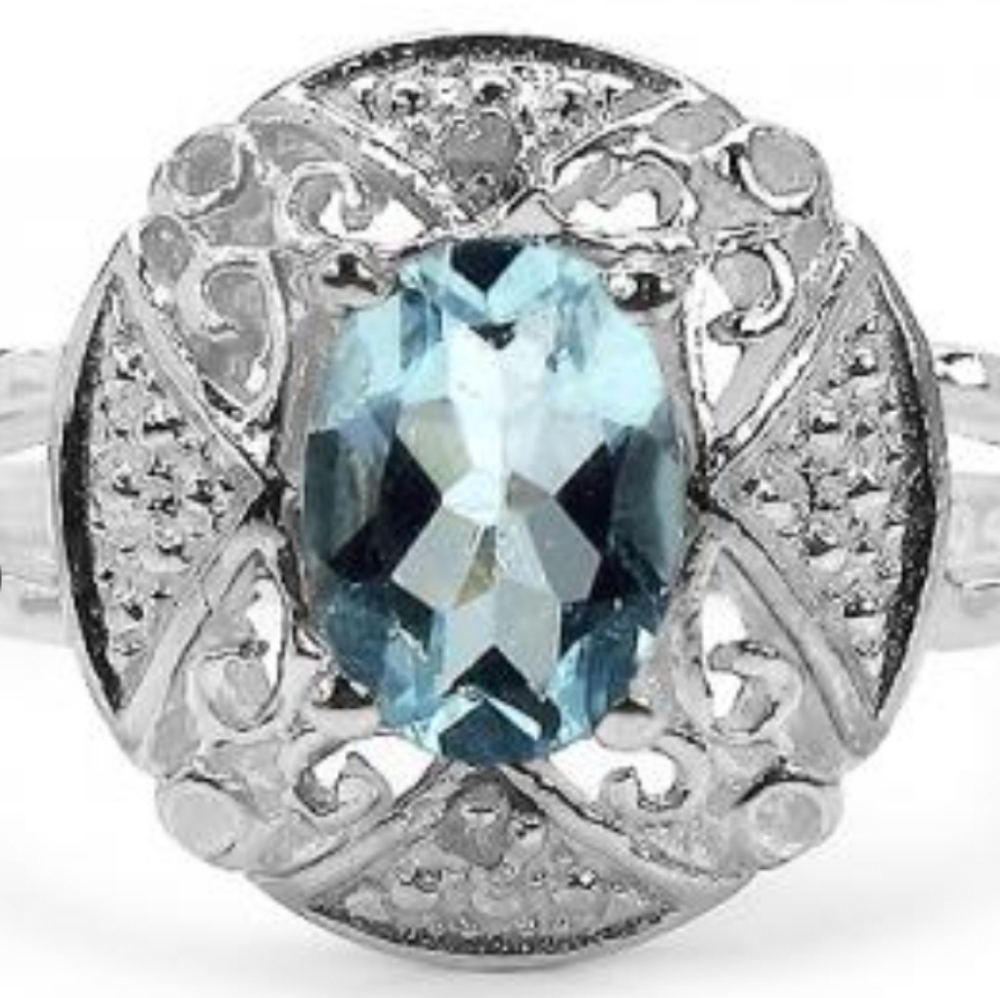 Diamond and Swiss Blue Topaz Ring